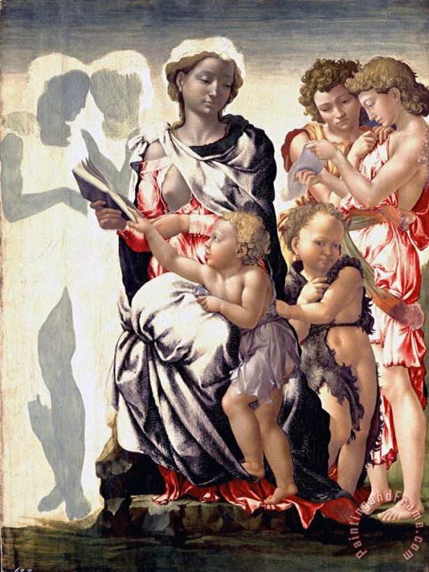 The Madonna And Child with Saint John And Angels painting - Michelangelo Buonarroti The Madonna And Child with Saint John And Angels Art Print
