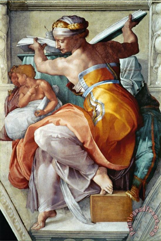 The Sistine Chapel Ceiling Frescos After Restoration The Libyan Sibyl painting - Michelangelo Buonarroti The Sistine Chapel Ceiling Frescos After Restoration The Libyan Sibyl Art Print