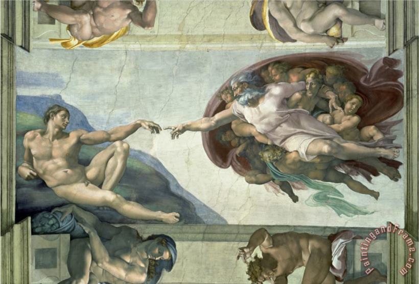 The Sistine Chapel Creation of Adam 1510 painting - Michelangelo Buonarroti The Sistine Chapel Creation of Adam 1510 Art Print The Sistine Chapel Creation of Adam 1510 painting - Michelangelo Buonarroti The Sistine Chapel Creation of Adam 1510 Art Print