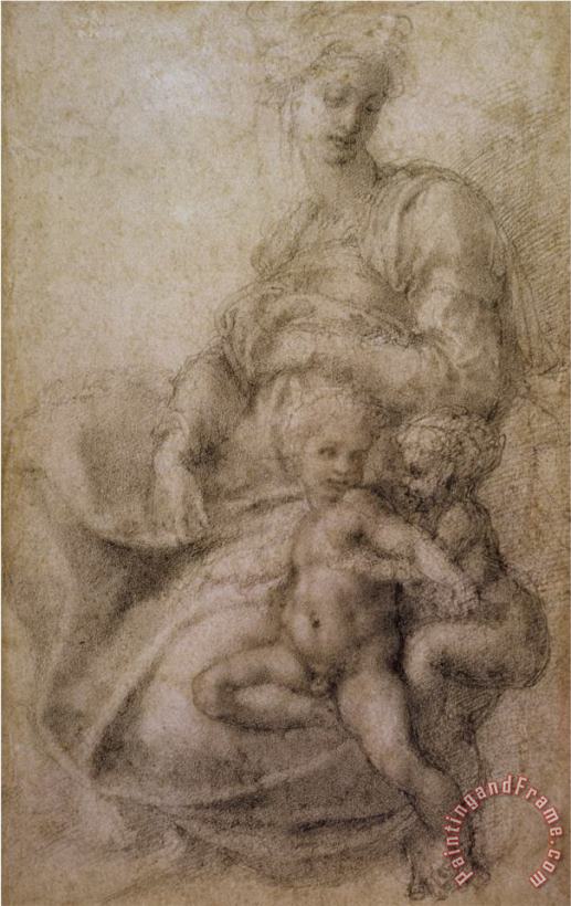 The Virgin And Child with The Infant Baptist C 1530 painting - Michelangelo Buonarroti The Virgin And Child with The Infant Baptist C 1530 Art Print