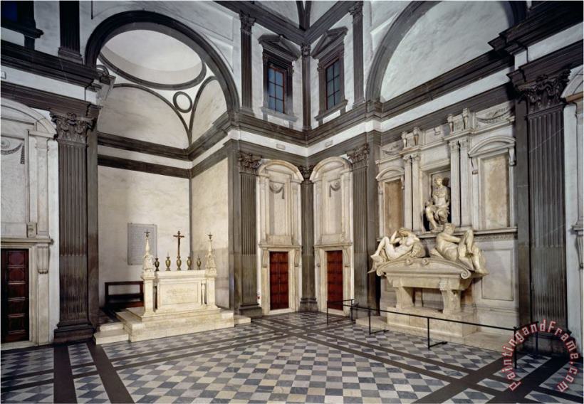 Michelangelo Buonarroti View of The Interior Showing The Tomb of Giuliano De Medici Art Painting