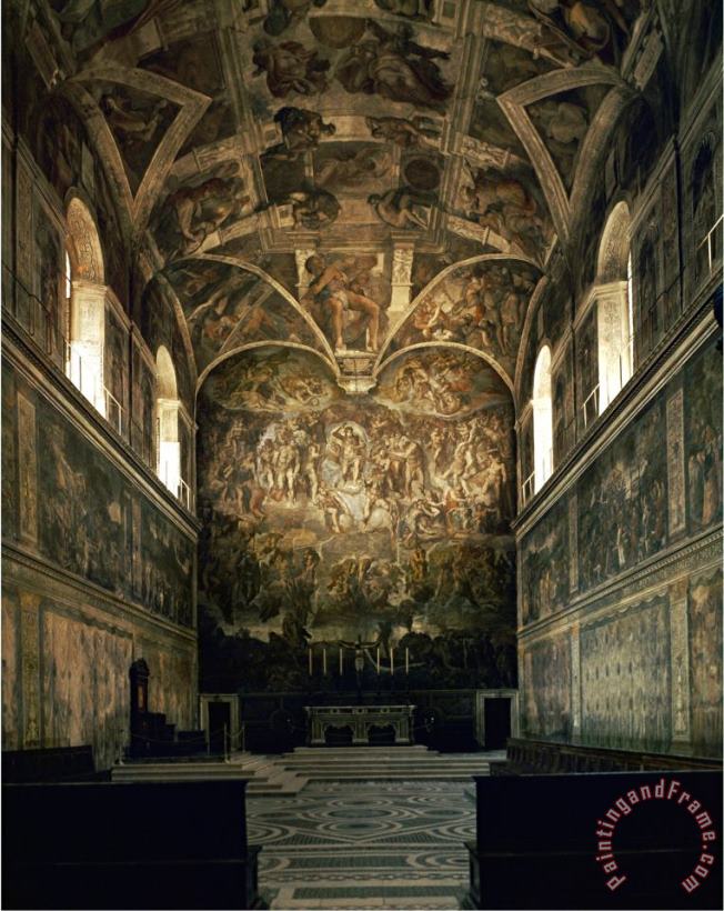 Michelangelo Buonarroti View of The Sistine Chapel Showing The Last Judgement And Part of The Ceiling Before Restoration Art Print