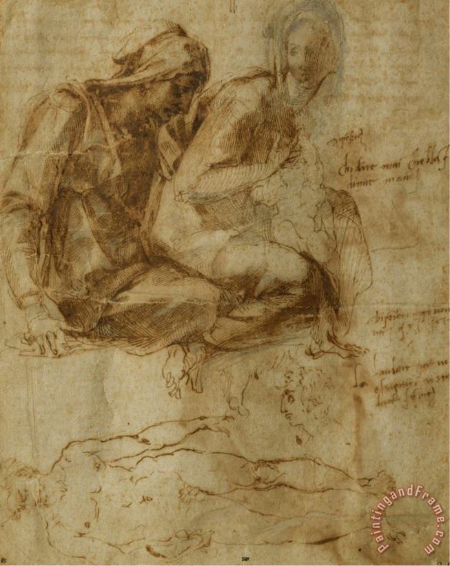Michelangelo Buonarroti Virgin And Child with Saint Anne Art Painting