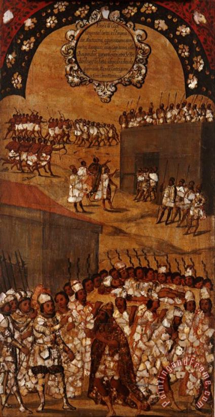 The Conquest of Mexico. Tabla Xvii painting - Miguel Gonzales The Conquest of Mexico. Tabla Xvii Art Print