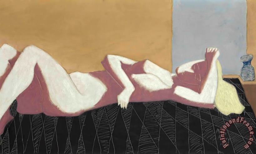 Untitled (nude on Bed), 1946 painting - Milton Avery Untitled (nude on Bed), 1946 Art Print