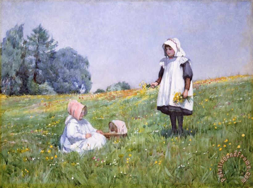 Buttercups and Daisies painting - Minnie Jane Hardman Buttercups and Daisies Art Print