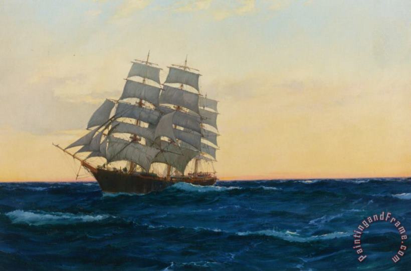 Montague Dawson Sunset at Sea Art Painting