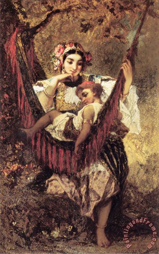 Mother And Child painting - Narcisse Virgile Diaz de la Pena Mother And Child Art Print