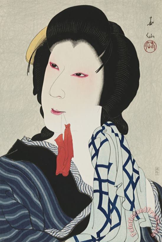 Natori Shunsen The Actor Ichikawa Kigan As Otomi Art Print