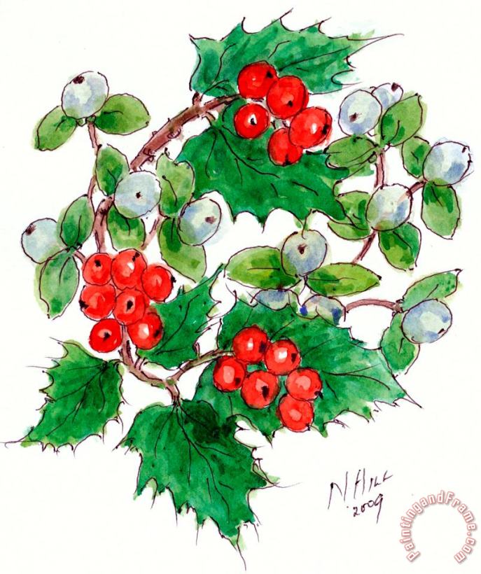 Nell Hill Mistletoe And Holly Wreath Art Painting