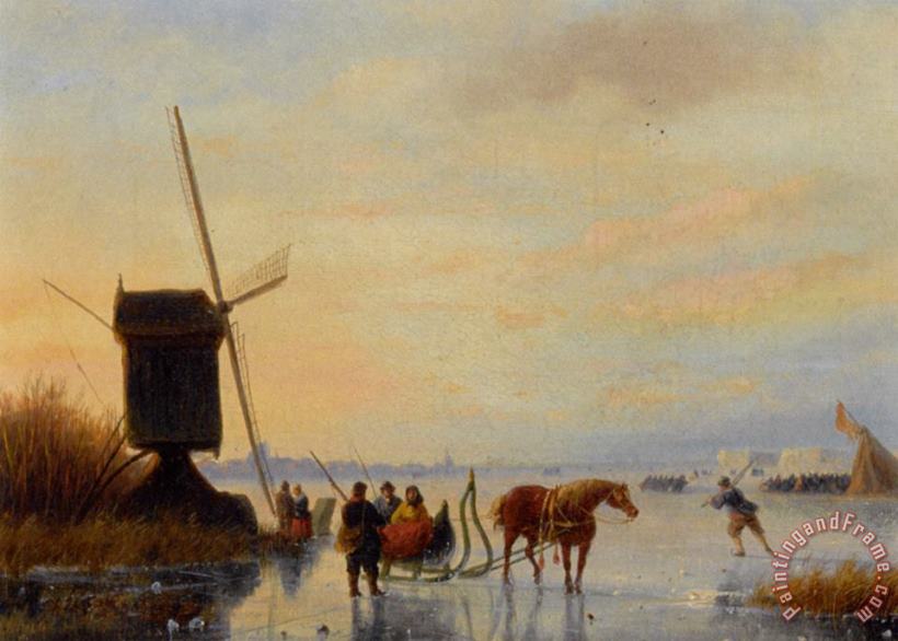 A Horse And Sledge on The Ice a Koek En Zopie in The Distance painting - Nicolaas Johannes Roosenboom A Horse And Sledge on The Ice a Koek En Zopie in The Distance Art Print A Horse And Sledge on The Ice a Koek En Zopie in The Distance painting - Nicolaas Johannes Roosenboom A Horse And Sledge on The Ice a Koek En Zopie in The Distance Art Print