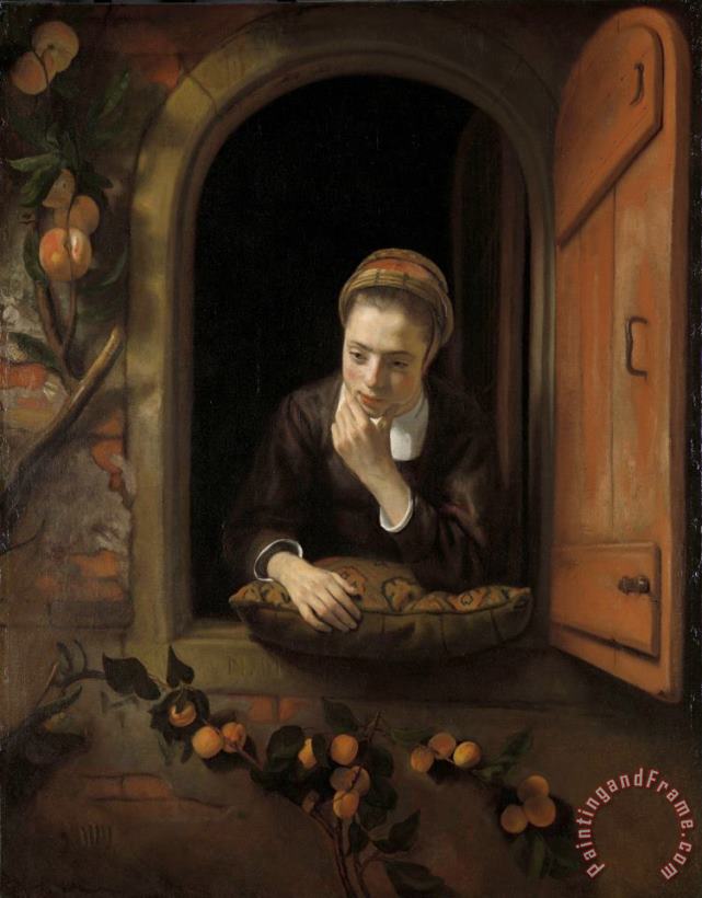 Nicolaes Maes Girl at a Window, Known As 'the Daydreamer' Art Print