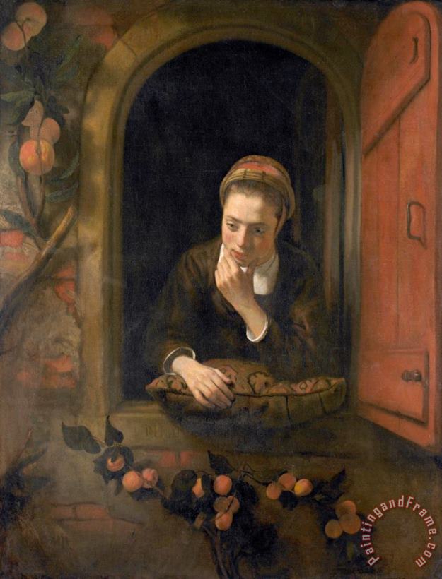 Meisje Aan Het Venster, Bekend Als 'de Peinzende' painting - Nicolaes Maes Meisje Aan Het Venster, Bekend Als 'de Peinzende' Art Print