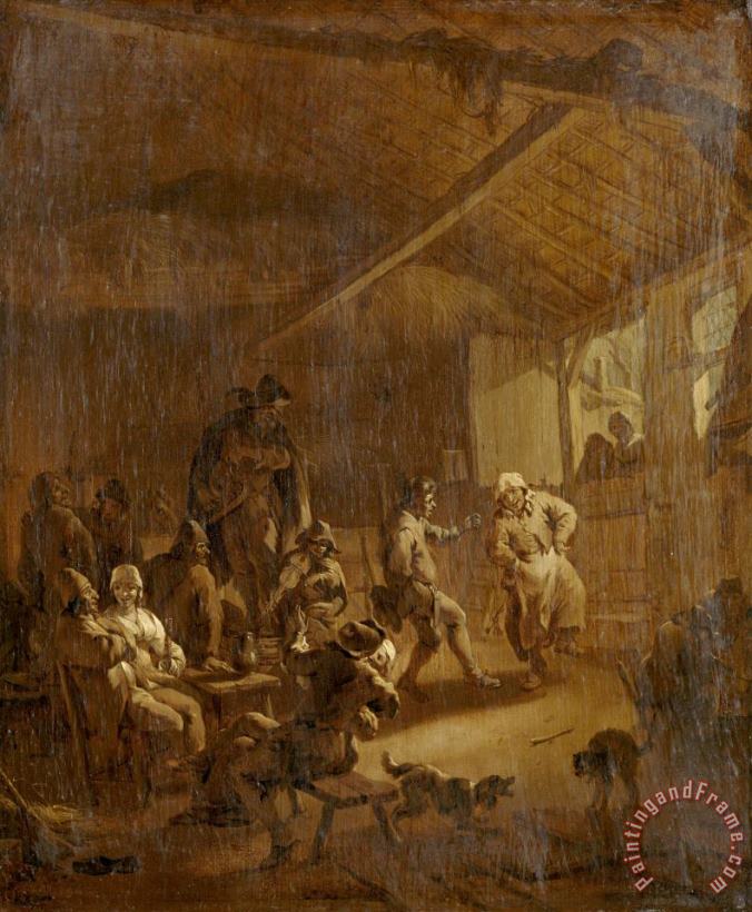 Nicolaes Pietersz Berchem Peasants Dancing in a Barn Art Print