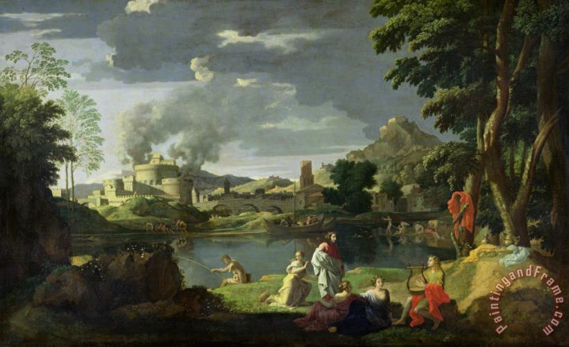 Orpheus and Eurydice painting - Nicolas Poussin Orpheus and Eurydice Art Print