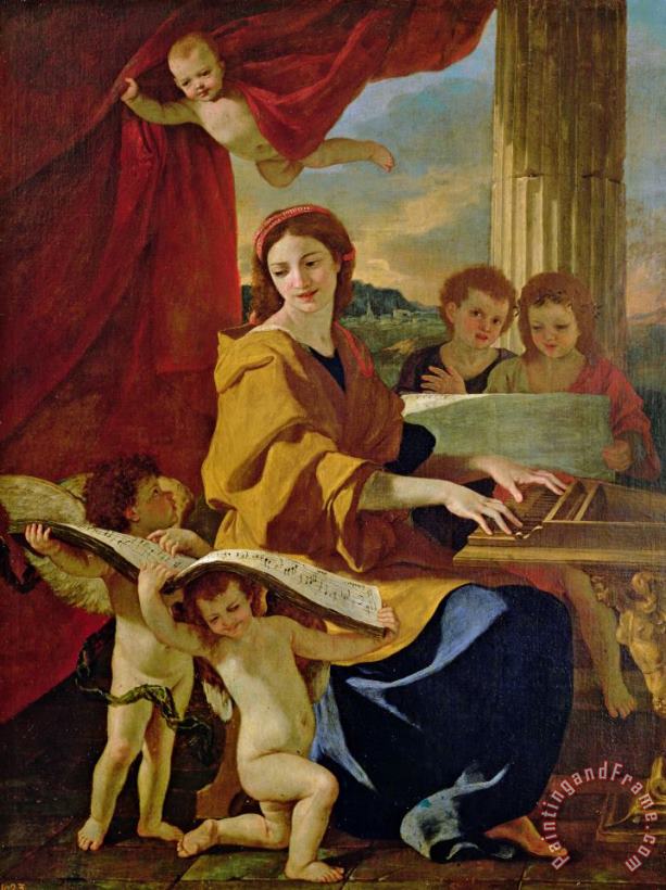 Saint Cecilia painting - Nicolas Poussin Saint Cecilia Art Print