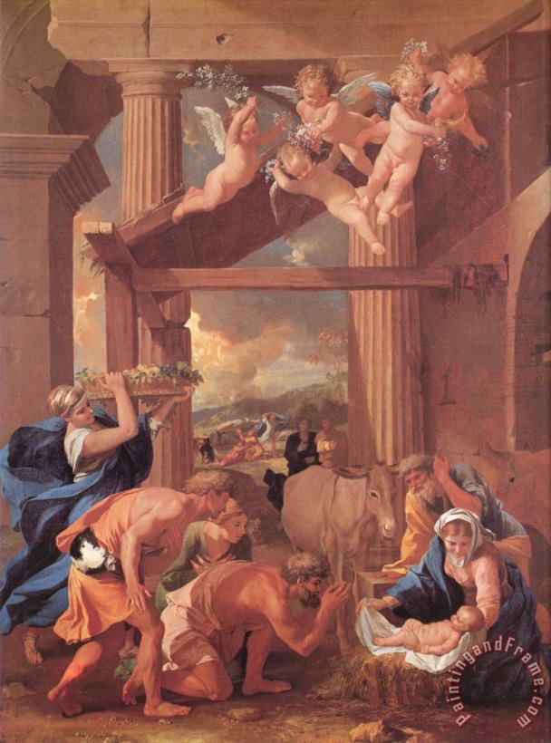 The Adoration of The Shepherds painting - Nicolas Poussin The Adoration of The Shepherds Art Print