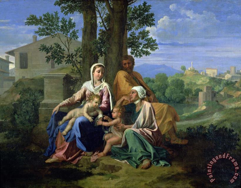 The Holy Family with SS John Elizabeth and the Infant John the Baptist painting - Nicolas Poussin The Holy Family with SS John Elizabeth and the Infant John the Baptist Art Print
