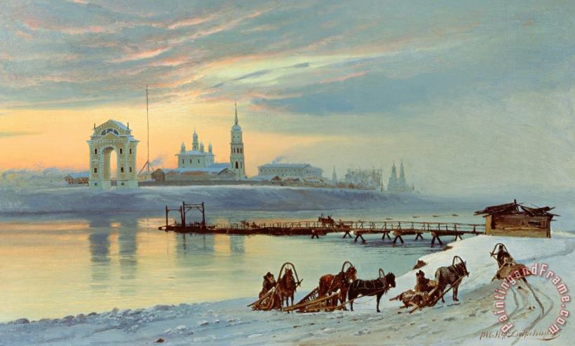 The Angara Embankment In Irkutsk painting - Nikolai Florianovich Dobrovolsky The Angara Embankment In Irkutsk Art Print