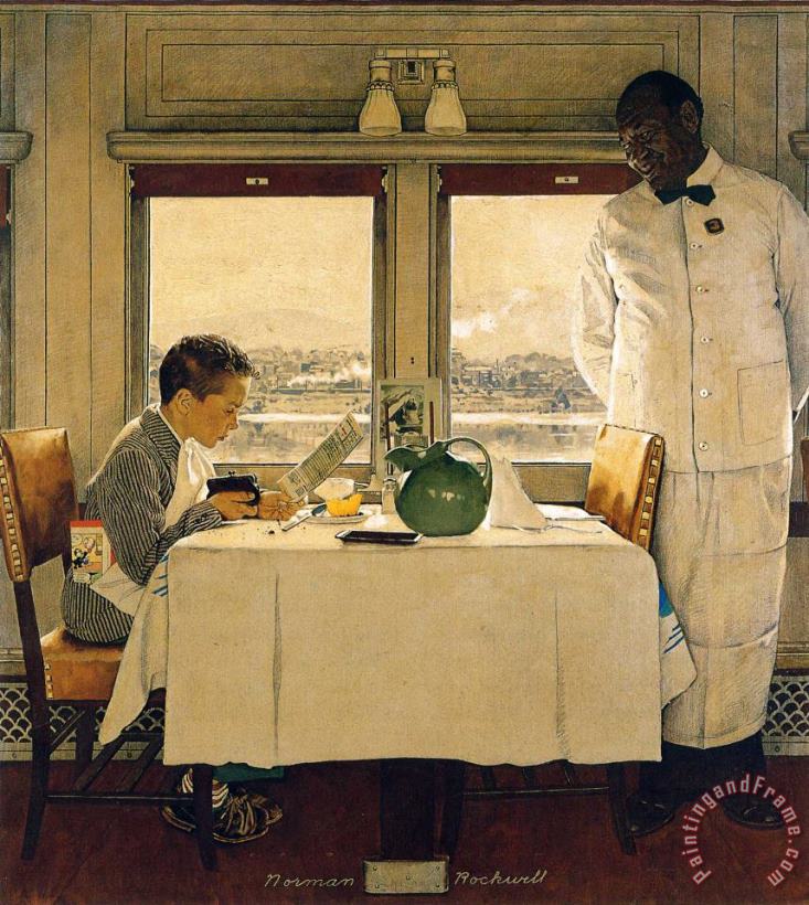 Norman Rockwell Boy in a Dining Car 1947 Art Painting
