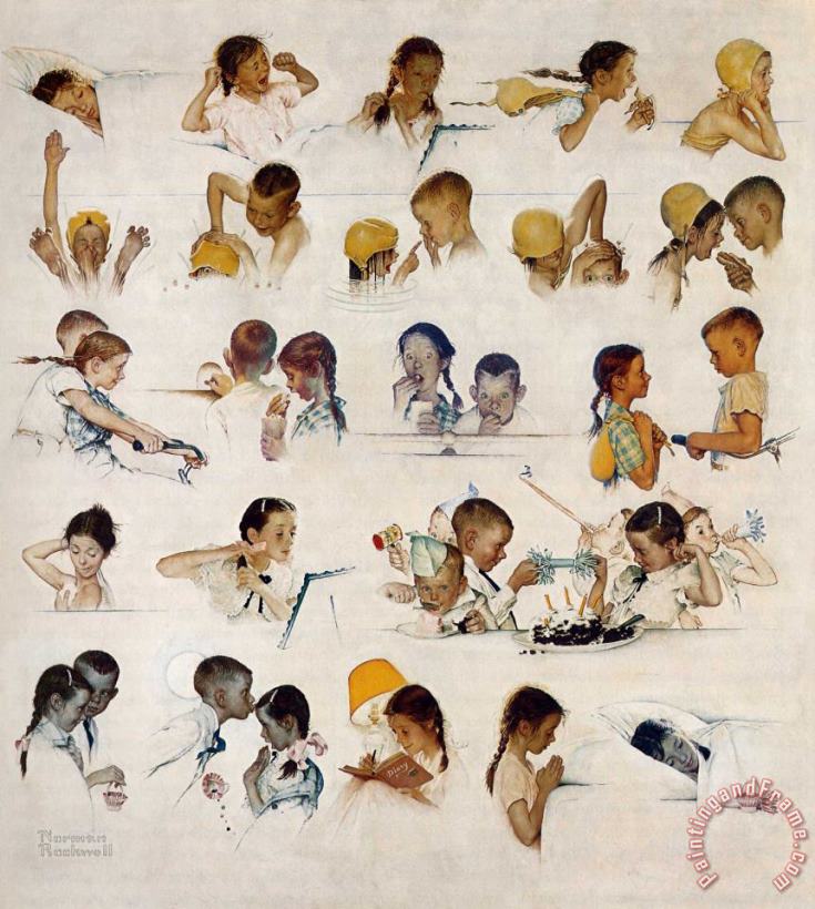 Norman Rockwell Day in The Life of a Little Girl Art Print