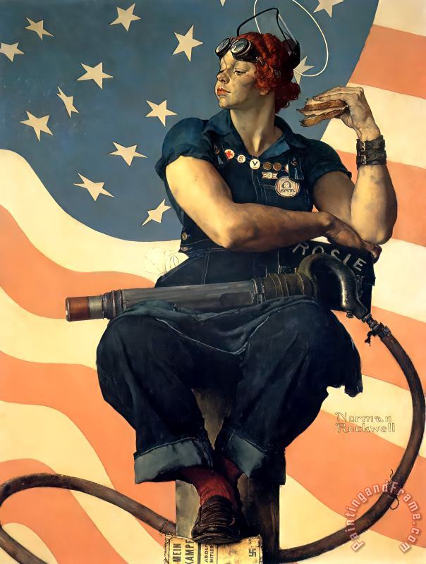 Norman Rockwell Rosie The Riveter 1943 Art Painting