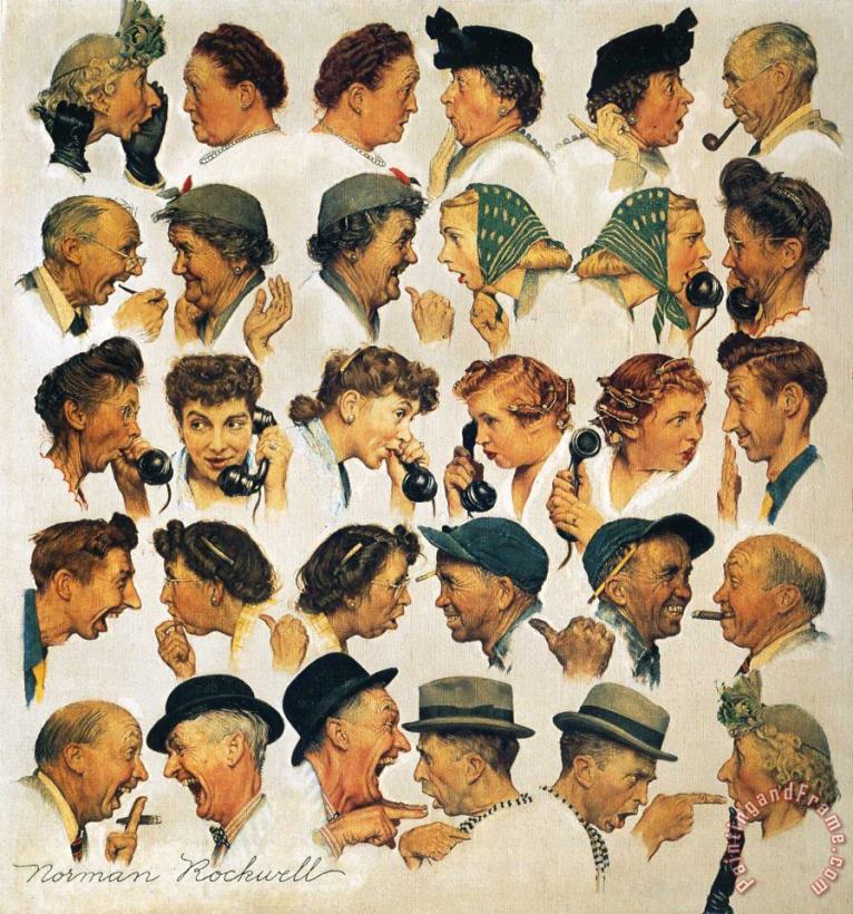 The Gossips painting - Norman Rockwell The Gossips Art Print