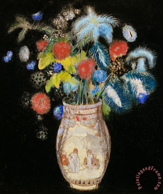 Large Bouquet On A Black Background painting - Odilon Redon Large Bouquet On A Black Background Art Print