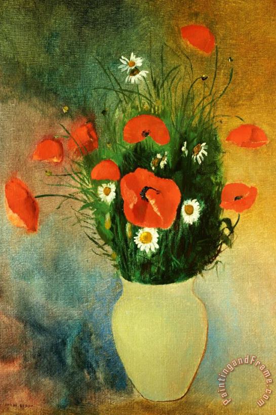 Poppies And Daisies painting - Odilon Redon Poppies And Daisies Art Print