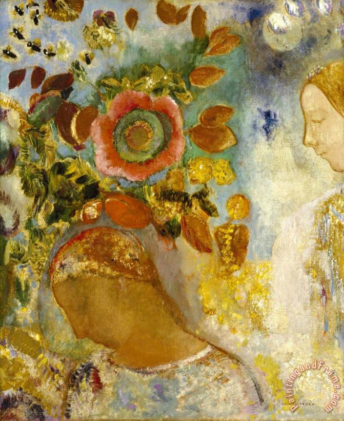 Odilon Redon Two Young Girls Among Flowers, 1912 Art Painting