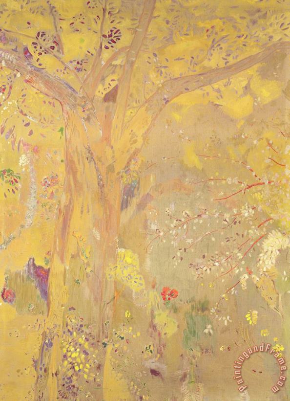 Yellow Tree painting - Odilon Redon Yellow Tree Art Print
