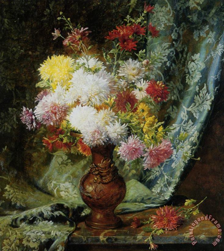 Olaf August Hermansen Still Life with Daises in Japanese Vase Art Print
