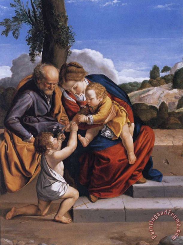 Holy Family with The Infant Saint John The Baptist painting - Orazio Gentleschi Holy Family with The Infant Saint John The Baptist Art Print
