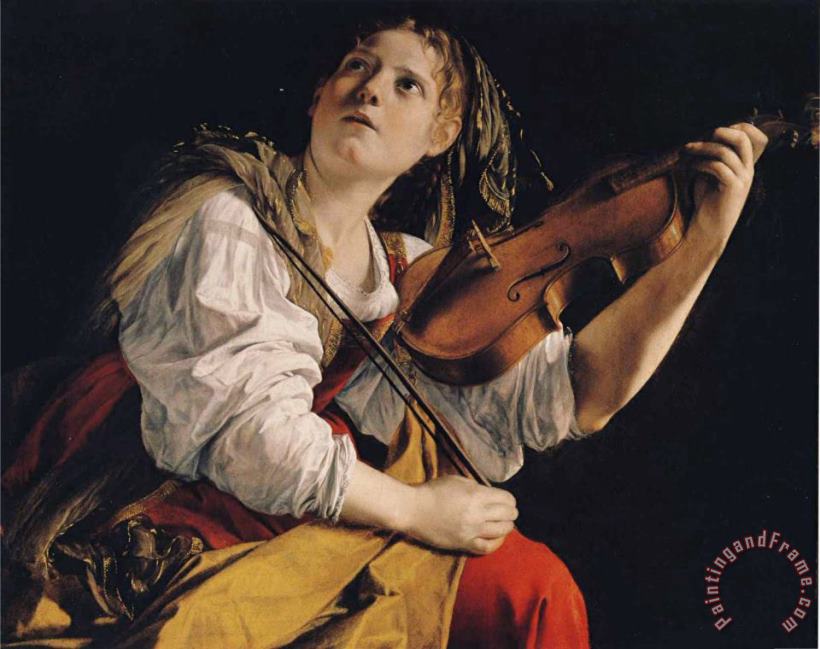 Young Woman Playing a Violin painting - Orazio Gentleschi Young Woman Playing a Violin Art Print