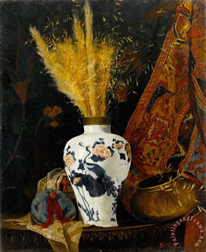 Beyaz Vazoda Cicekler , Flowers in a White Vase painting - Osman Hamdi Bey Beyaz Vazoda Cicekler , Flowers in a White Vase Art Print