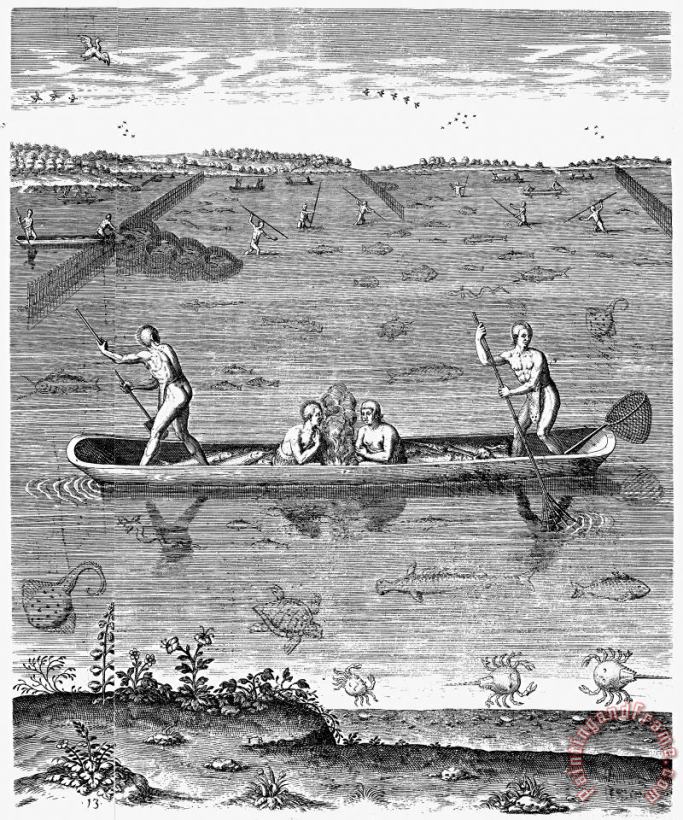 ALGONQUIAN: FISHING, c1585 painting - Others ALGONQUIAN: FISHING, c1585 Art Print