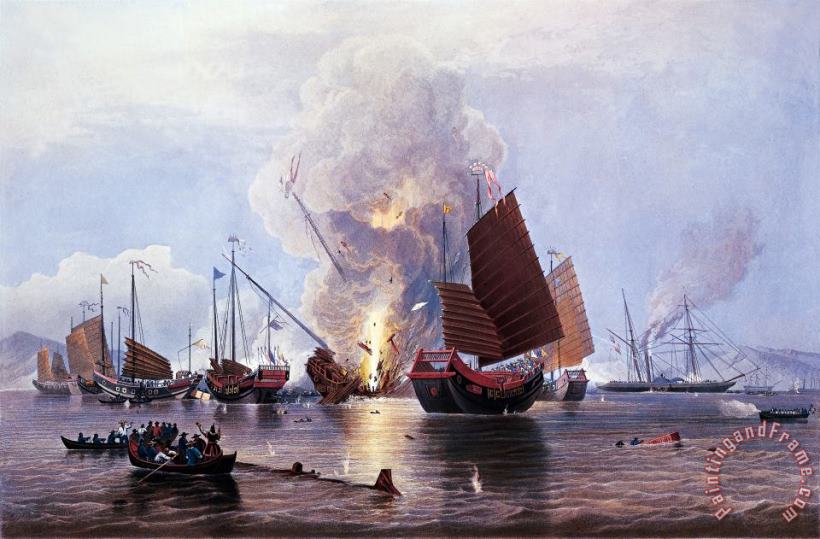 Others British Ships Destroying An Enemy Fleet In Canton Art Print