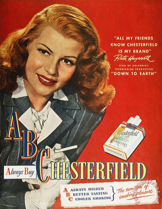 Chesterfield Cigarette Ad painting - Others Chesterfield Cigarette Ad Art Print