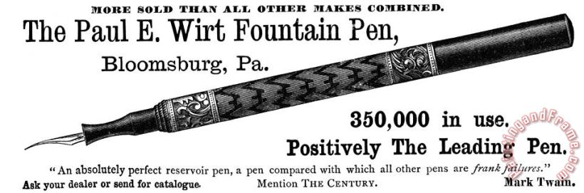 Fountain Pen, 1890 painting - Others Fountain Pen, 1890 Art Print