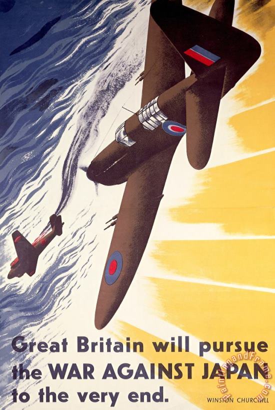 Others Great Britain Will Pursue War Against Japan To Very End Winston Churchill Propaganda Poster Art Painting