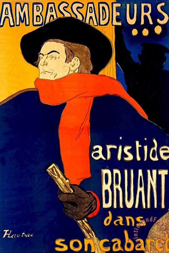 Others Henri De Toulouse Lautrec French 1864 1901 Aristide Bruant Dans Son Cabaret 1892 Art Painting