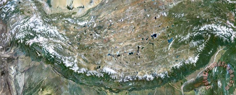 Others Himalaya Mountains Asia True Colour Satellite Image Art Painting