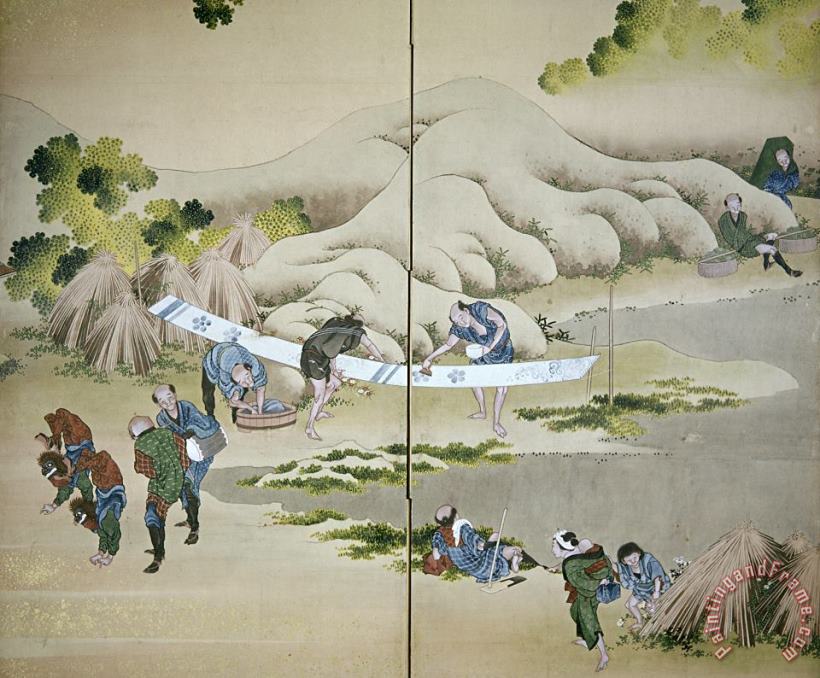 Japan: Cotton Processing painting - Others Japan: Cotton Processing Art Print