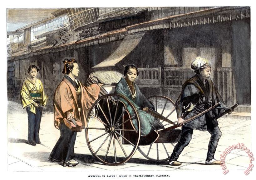 Japan: Rickshaw, 1874 painting - Others Japan: Rickshaw, 1874 Art Print