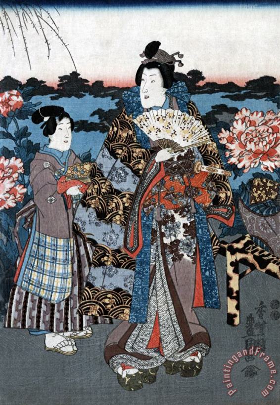 Japan: Woman In Garden painting - Others Japan: Woman In Garden Art Print