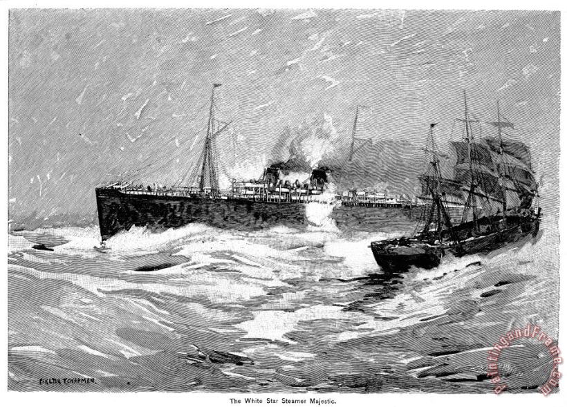 Steamship, 1891 painting - Others Steamship, 1891 Art Print