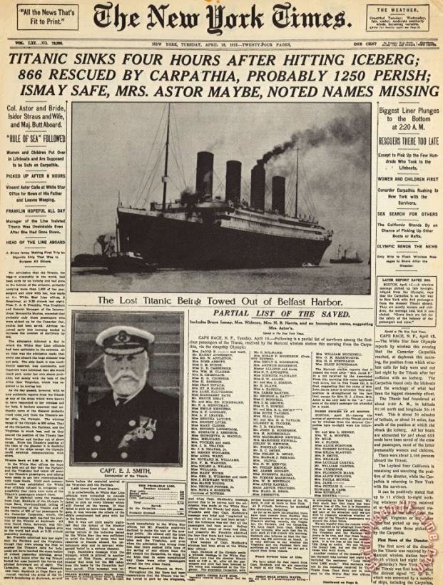 Titanic Headline, 1912 painting - Others Titanic Headline, 1912 Art Print