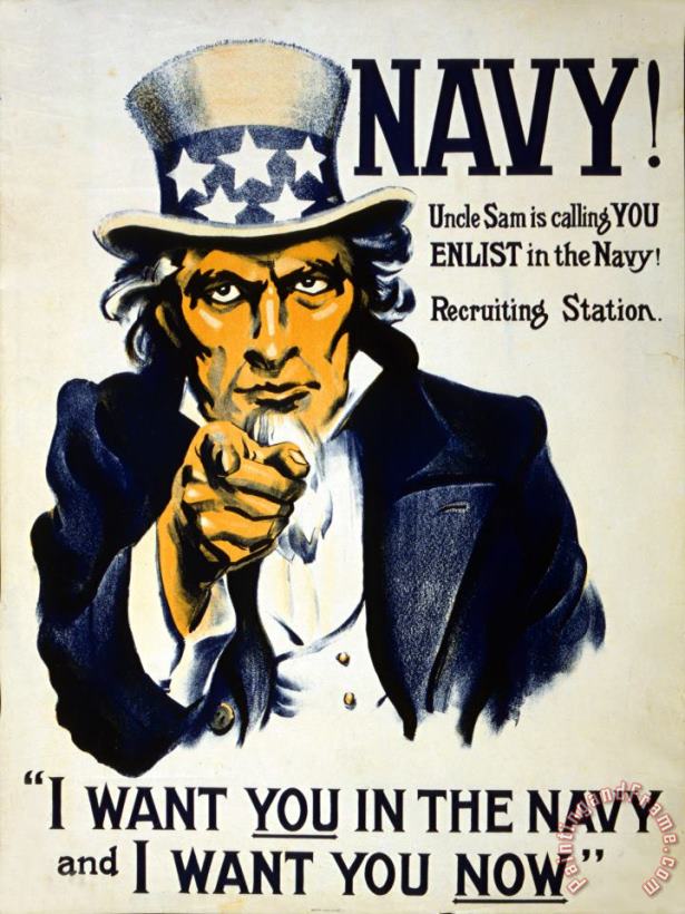 World War I 1914 1918 American Recruitment Poster 1917 Navy Uncle Sam Is Calling You painting - Others World War I 1914 1918 American Recruitment Poster 1917 Navy Uncle Sam Is Calling You Art Print