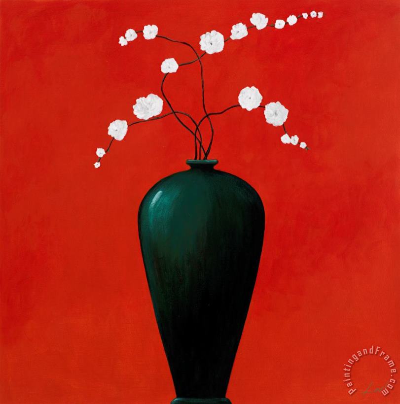 Pablo Esteban Red Vase 1 Art Painting