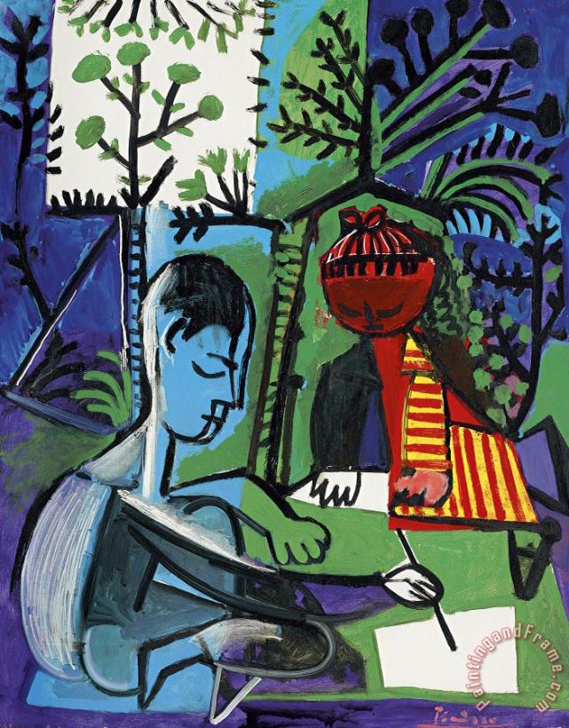 Pablo Picasso Claude Et Paloma Dessinant Art Print